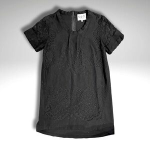 Sea New York Black Lace Overlay Silk Lined Shift Dress Size 4